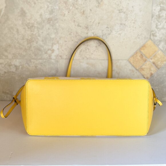 Michael Kors Gilly LG Drawstring Shoulder Tote Bag MK Graphic Logo Golden Yellow - Picture 8 of 15